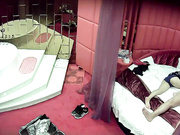 七夕情人节偷拍！样子很挫的肥哥也操到一个长发小女友 扛起双腿爆操好像无套内射妹子说老公你好厉害啊