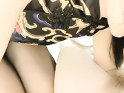 酒店蓝黑祥云旗袍黑丝高跟腿抖得厉害